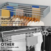 Homifly Metal Foldable Wall Mount Cloth Drying Stand with 5 Rods | Indoor | Outdoor