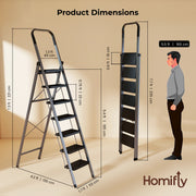 Foldable Home Ladder with Tool Tray & Anti-Skid Steps