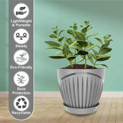 Set of 5 Plastic Flower Pots for Home & Garden (Round)