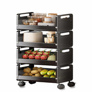 HOMIFLY Rolling Metal Utility Cart Heavy Durable Organizer Trolley for Kitchen/Bedroom/Office/Pantry (4 Tier)