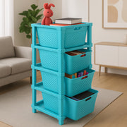 HOMIFLY 4-Tier Plastic Storage Cabinet Organizer for Home, Office, Hospital, School & Toy Organizer (BLUE)