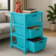 HOMIFLY 3-Tier Plastic Storage Cabinet Organizer for Home, Office, Hospital, School & Toy Organizer (BLUE)
