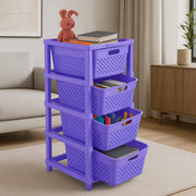 HOMIFLY 4-Tier Plastic Storage Cabinet Organizer for Home, Office, Hospital, School & Toy Organizer (PURPLE)