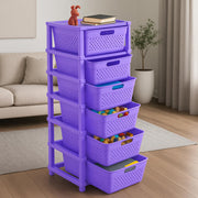 HOMIFLY 6-Tier Plastic Storage Cabinet Organizer for Home, Office, Hospital, School & Toy Organizer (PURPLE)