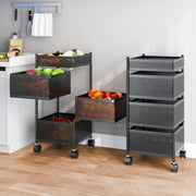 HOMIFLY 4-Tier Metal Rotating Kitchen Trolley Organizer Holder and Onion-Potato Storage Basket for Kitchen