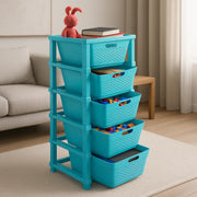 HOMIFLY 5-Tier Plastic Storage Cabinet Organizer for Home, Office, Hospital, School & Toy Organizer (BLUE)