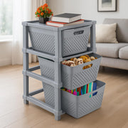 HOMIFLY 3-Tier Plastic Storage Cabinet Organizer for Home, Office, Hospital, School & Toy Organizer (GREY)