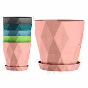 Set of 5 Plastic Flower Pots for Home & Garden (Diamond)