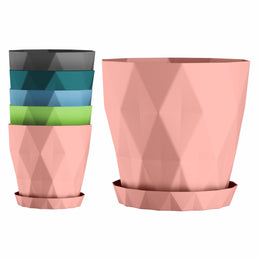 Set of 5 Plastic Flower Pots for Home & Garden (Diamond)