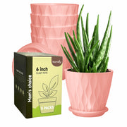 Set of 5 Plastic Flower Pots for Home & Garden (Wave)