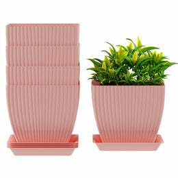 Set of 5 Plastic Flower Pots for Home & Garden (Square)