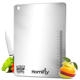 Homifly 304 Stainless Steel Chopping Board – Hygienic, Bacteria-Resistant, Rust-Proof, Odor-Free, Non-Slip Base, Easy-Clean