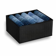 5-Slot Fabric Clothes Organizer for Wardrobe (Black)