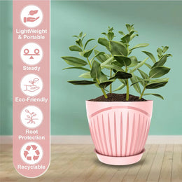 Set of 5 Plastic Flower Pots for Home & Garden (Round)