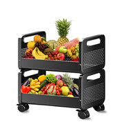 HOMIFLY Rolling Metal Utility Cart Heavy Durable Organizer Trolley for Kitchen/Bedroom/Office/Pantry (2 Tier)