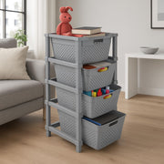 HOMIFLY 4-Tier Plastic Storage Cabinet Organizer for Home, Office, Hospital, School & Toy Organizer (GREY)