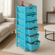 HOMIFLY 6-Tier Plastic Storage Cabinet Organizer for Home, Office, Hospital, School & Toy Organizer (BLUE)