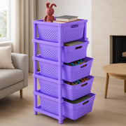 HOMIFLY 5-Tier Plastic Storage Cabinet Organizer for Home, Office, Hospital, School & Toy Organizer (PURPLE)