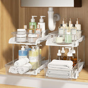 HOMIFLY 3 Tier Under Sink Organiser Clear Bathroom Cabinets Pull-Out Organization with Track for Pantry/Kitchen/Office