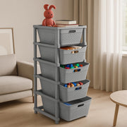HOMIFLY 5-Tier Plastic Storage Cabinet Organizer for Home, Office, Hospital, School & Toy Organizer (GREY)