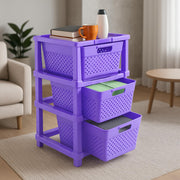 HOMIFLY 3-Tier Plastic Storage Cabinet Organizer for Home, Office, Hospital, School & Toy Organizer (PURPLE)