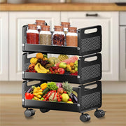 HOMIFLY Rolling Metal Utility Cart Heavy Durable Organizer Trolley for Kitchen/Bedroom/Office/Pantry (3 Tier)
