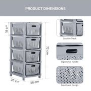 HOMIFLY 4-Tier Plastic Storage Cabinet Organizer for Home, Office, Hospital, School & Toy Organizer (GREY)