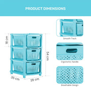 HOMIFLY 3-Tier Plastic Storage Cabinet Organizer for Home, Office, Hospital, School & Toy Organizer (BLUE)