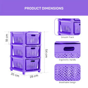 HOMIFLY 3-Tier Plastic Storage Cabinet Organizer for Home, Office, Hospital, School & Toy Organizer (PURPLE)