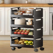 HOMIFLY Rolling Metal Utility Cart Heavy Durable Organizer Trolley for Kitchen/Bedroom/Office/Pantry (4 Tier)