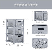 HOMIFLY 3-Tier Plastic Storage Cabinet Organizer for Home, Office, Hospital, School & Toy Organizer (GREY)