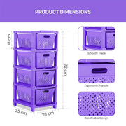 HOMIFLY 4-Tier Plastic Storage Cabinet Organizer for Home, Office, Hospital, School & Toy Organizer (PURPLE)