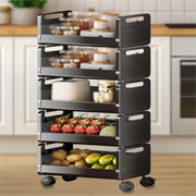 HOMIFLY Rolling Metal Utility Cart Heavy Durable Organizer Trolley for Kitchen/Bedroom/Office/Pantry (5 Tier)