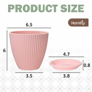 Set of 5 Plastic Flower Pots for Home & Garden (Round)