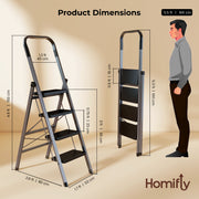 Compact Foldable Home Stepladder with Anti-Skid Steps