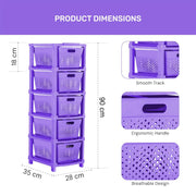 HOMIFLY 5-Tier Plastic Storage Cabinet Organizer for Home, Office, Hospital, School & Toy Organizer (PURPLE)