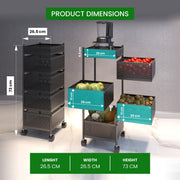 HOMIFLY 5-Tier Metal Rotating Kitchen Trolley Organizer Holder and Onion-Potato Storage Basket for Kitchen