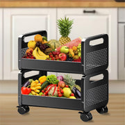 HOMIFLY Rolling Metal Utility Cart Heavy Durable Organizer Trolley for Kitchen/Bedroom/Office/Pantry (2 Tier)