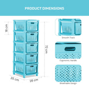 HOMIFLY 5-Tier Plastic Storage Cabinet Organizer for Home, Office, Hospital, School & Toy Organizer (BLUE)
