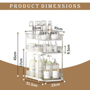 HOMIFLY 3 Tier Under Sink Organiser Clear Bathroom Cabinets Pull-Out Organization with Track for Pantry/Kitchen/Office