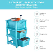 HOMIFLY 3-Tier Plastic Storage Cabinet Organizer for Home, Office, Hospital, School & Toy Organizer (BLUE)