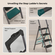 Foldable Home Ladder with Tool Tray & Anti-Skid Steps
