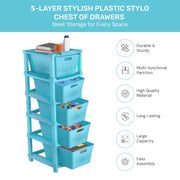 HOMIFLY 5-Tier Plastic Storage Cabinet Organizer for Home, Office, Hospital, School & Toy Organizer (BLUE)