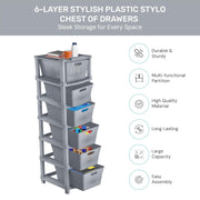 HOMIFLY 6-Tier Plastic Storage Cabinet Organizer for Home, Office, Hospital, School & Toy Organizer (GREY)