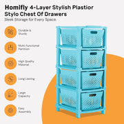 HOMIFLY 4-Tier Plastic Storage Cabinet Organizer for Home, Office, Hospital, School & Toy Organizer (BLUE)