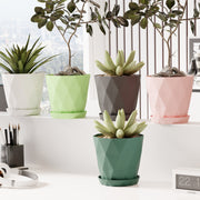 Set of 5 Plastic Flower Pots for Home & Garden (Diamond)