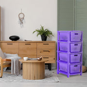 HOMIFLY 4-Tier Plastic Storage Cabinet Organizer for Home, Office, Hospital, School & Toy Organizer (PURPLE)