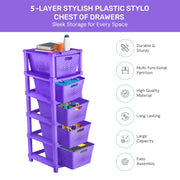 HOMIFLY 5-Tier Plastic Storage Cabinet Organizer for Home, Office, Hospital, School & Toy Organizer (PURPLE)