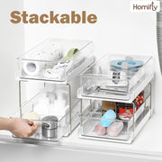 HOMIFLY 4 Tier Under Sink Organiser Clear Bathroom Cabinets Pull-Out Organization with Track for Pantry/Kitchen/Office