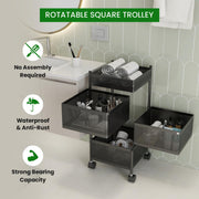 HOMIFLY 4-Tier Metal Rotating Kitchen Trolley Organizer Holder and Onion-Potato Storage Basket for Kitchen